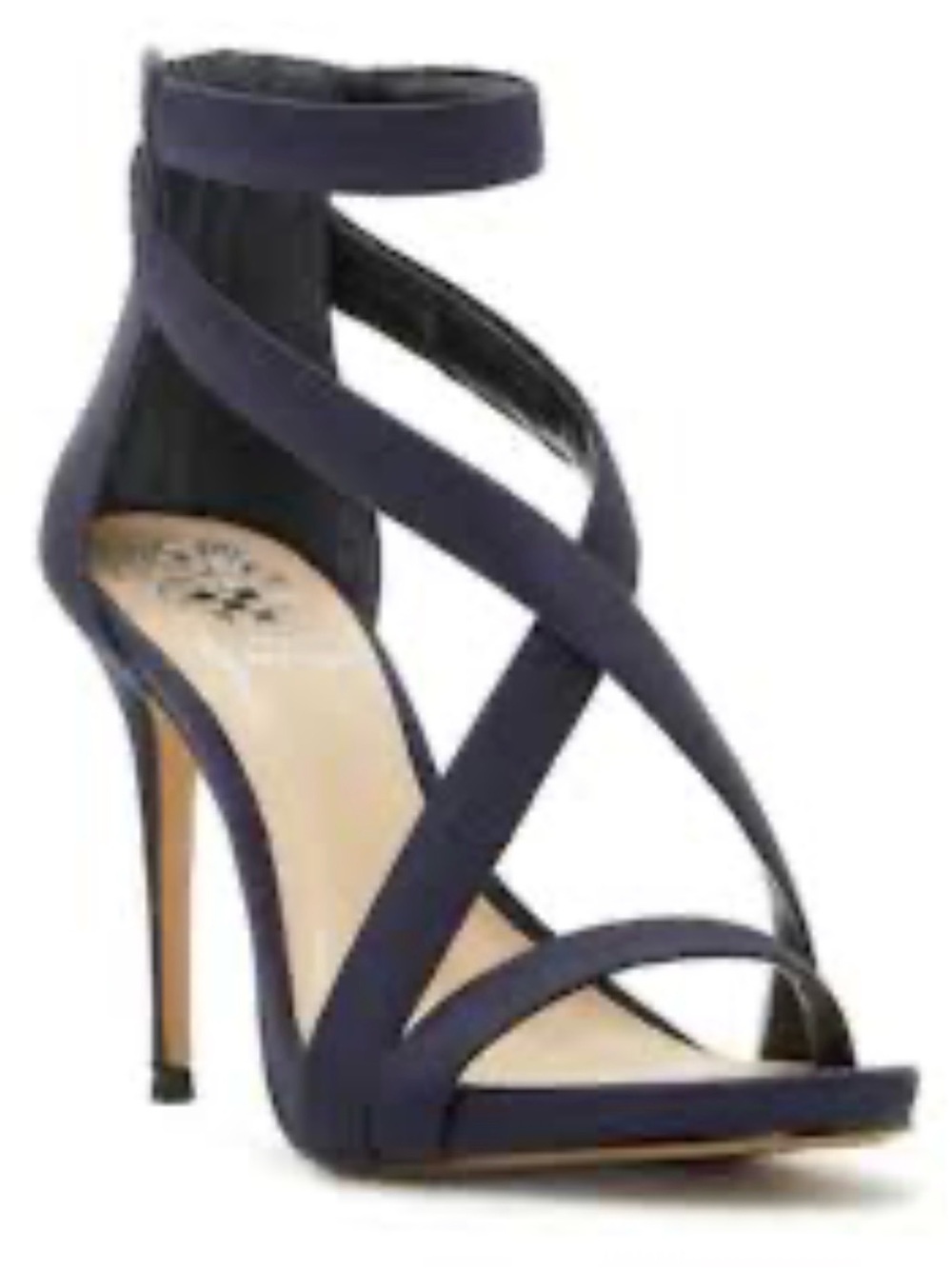 Vince Camuto Navy Crisscross Ankle-Strap Stiletto